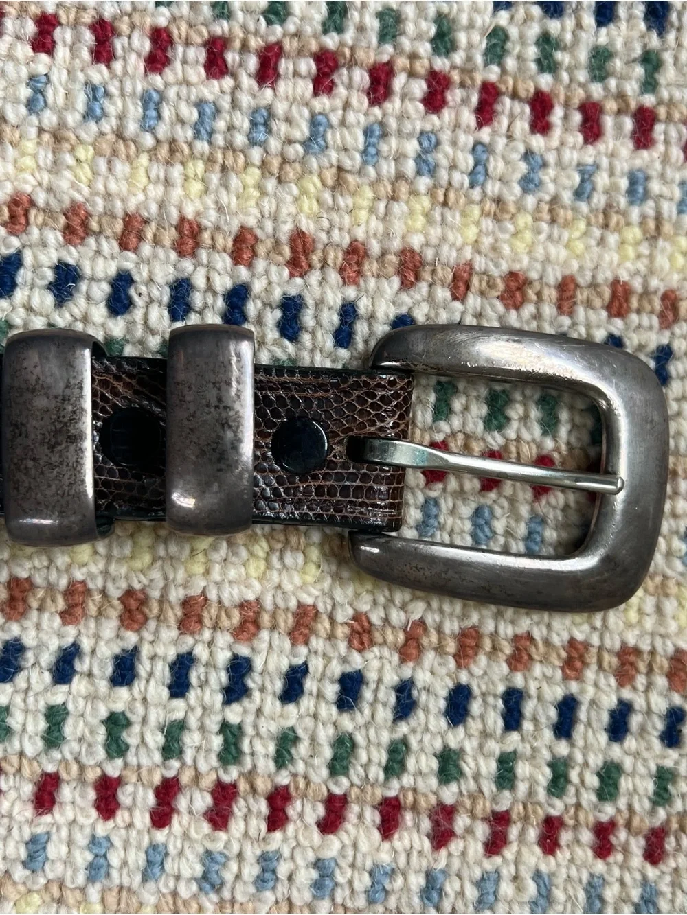 Douglas Magnus Santa Fe Sterling Silver Billy Martins Genuine Lizard Belt Size34